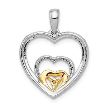 14k Two-tone Gold Diamond Triple Heart Pendant