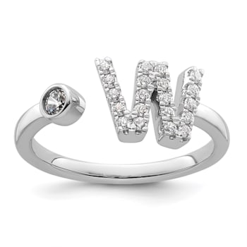 Rhodium Over 14K White Gold Lab Grown Diamond VS/SI GH, Initial W
Adjustable Ring