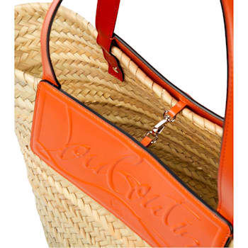 Christian Louboutin Loubishore Orange Woven Raffia Large Tote Bag