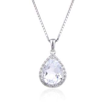 White Topaz Sterling Silver Pendant with Chain 4.22ctw