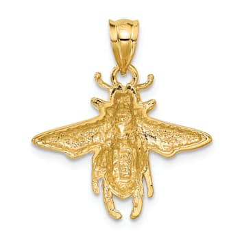 14k Yellow Gold Solid Open-backed Bee Pendant