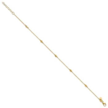 14K Yellow Gold Polished Diamond-cut 9-inch Plus 1-inch Extension Anklet