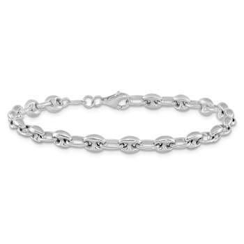 Rhodium Over 14k White Gold 4.9mm Polished Link Bracelet