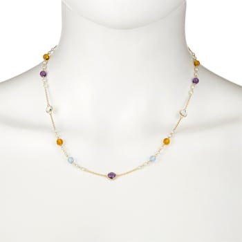 Multi-Gem 14k Yellow Gold Necklace 9.63ctw