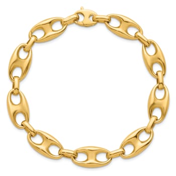 14K Yellow Gold 10mm Anchor Link 8.5 Inch Bracelet