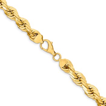 14k Yellow Gold 12mm Solid Diamond-Cut Rope 28 Inch Chain