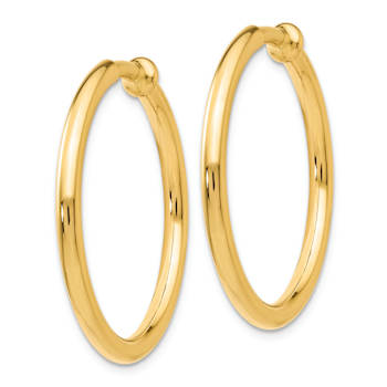 14k Yellow Gold Non-Pierced 1" Hoops Earrings