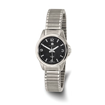 Ladies Charles Hubert Titanium Black Dial Expansion Band Watch