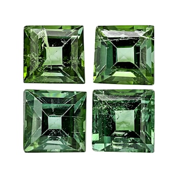 Green Tourmaline 3mm Square Set of 4 0.6ctw
