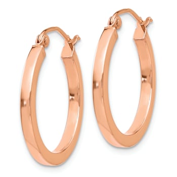 14K Rose Gold 13/16" Square Tube Hoop Earrings