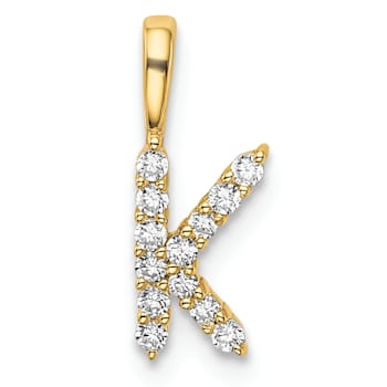 14K Yellow Gold Lab Grown Diamond Letter K Initial Pendant