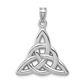 Rhodium Over 14K White Gold Polished Trinity Knot Pendant