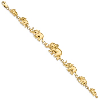 14k Yellow Gold Graduated Elephant Link Bracelet