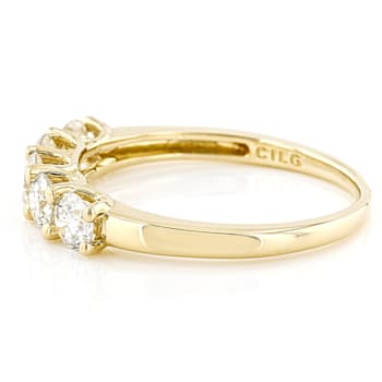 White Lab-Grown Diamond 14k Yellow Gold 5-Stone Band Ring 1.00ctw