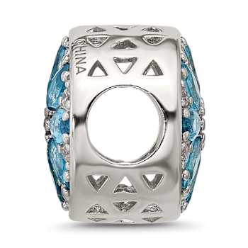 Sterling Silver Blue Spinel and Cubic Zirconia Snowflake Bead