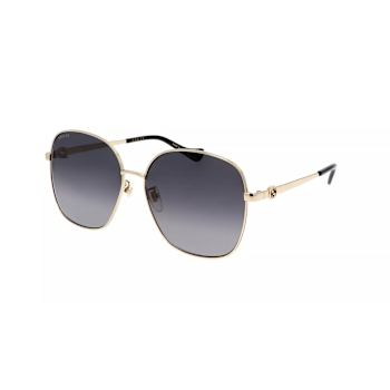 Gucci Gold Tone and Black Oversize Frame/ Gray Lens Sunglasses