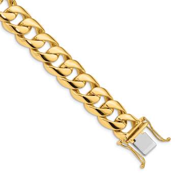 10k Yellow Gold and 10k White Gold 13.4mm Hand-polished Rounded Curb
Link Bracelet