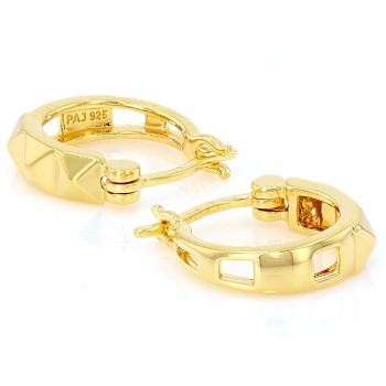 Pyramid Hoop Earrings In 18K Gold Over Sterling Silver