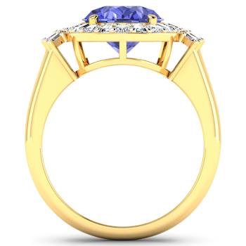 4.26ctw Violet Tanzanite and Diamond 14K Yellow Gold Halo Ring