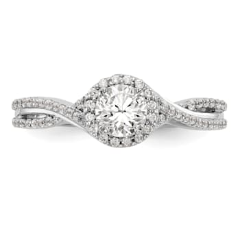 Rhodium Over 14K White Gold Lab Grown Diamond Complete Halo Engagement
Ring 0.74ctw
