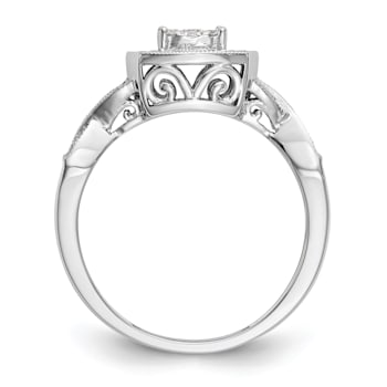 Rhodium Over 14K White Gold Diamond Cluster Engagement Ring 0.39ctw