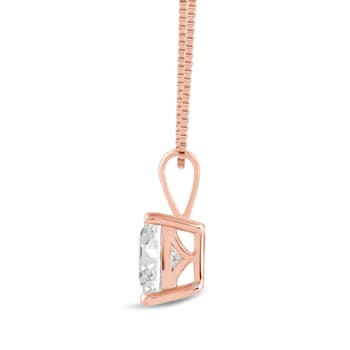 White Cubic Zirconia 14k Rose Gold Pendant With Chain 2.00ctw