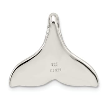 Rhodium Over Sterling Silver Lab Created Blue Opal Whale Tail Chain
Slide Pendant