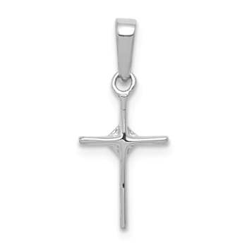 Rhodium Over 10k White Gold Small Diamond Cross Pendant