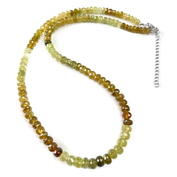 Multi-Color Garnet Beaded Necklace In Sterling Silver
