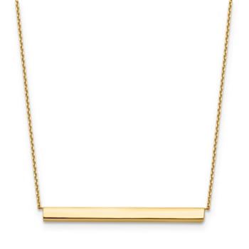 Polished Cable LInk Bar Necklace In 14K Yellow Gold