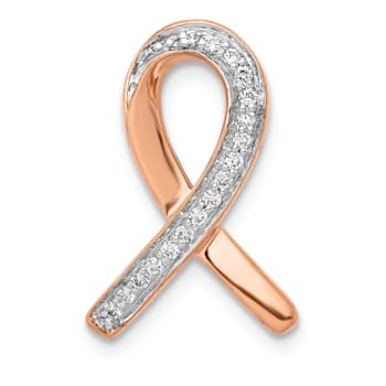 14k Two-tone Gold Diamond Awareness Chain Slide Pendant