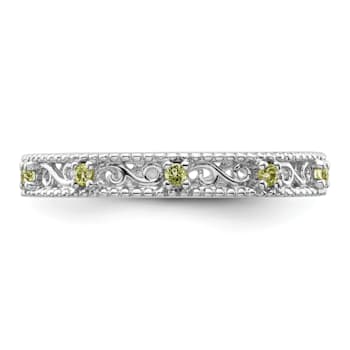 Sterling Silver Stackable Expressions Peridot Ring 0.16ctw