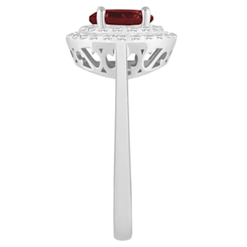 7mm Round Garnet And White Topaz Accents Rhodium Over Sterling Silver
Double Halo Ring