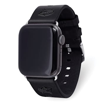 Gametime NHL Columbus Blue Jackets Black Leather Apple Watch Band
(42/44mm S/M). Watch not included.