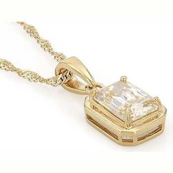 Diamond Simulant Radiant Cut Pendant Necklace In 18K Gold Over Sterling
Silver 3.32ctw