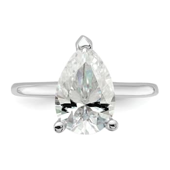 Rhodium Over 14K White Gold 3 1/2 ct. G H I True Light Pear Moissanite
Solitaire Ring