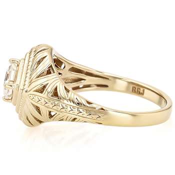 Diamond Simulant Art Deco Style Ring In 18K Gold Over Sterling Silver 0.72ct