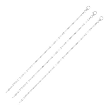 Sterling Silver Set of 3 Polished Flat Oval Link Bracelets, 7.75 Inches