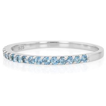 Aquamarine Band Ring In Sterling Silver
