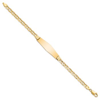 14k Yellow Gold Mariner Link Soft Diamond Shape ID Bracelet