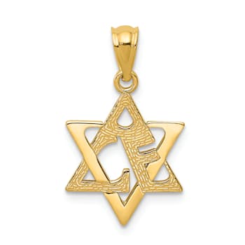14k Yellow Gold Textured Star of David Pendant