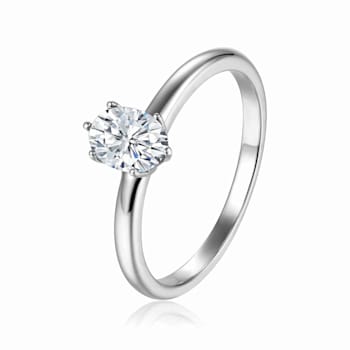 Oval Moissanite Sterling Silver Solitaire Ring, 1.00ct
