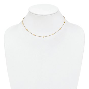 14K Yellow Gold Polished Diamond-shaped Disk Station with 2-inch
Extension Necklace
