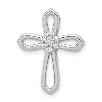 Rhodium Over 14k White Gold Diamond Cross Pendant