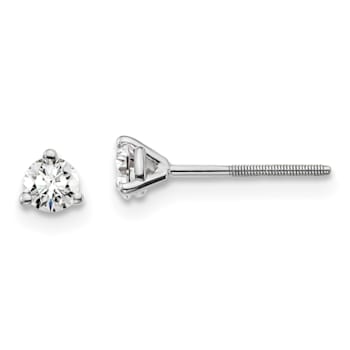 14K White Gold Lab Grown Diamond 1/4ctw VS/SI GH Screw Back 3-Prong Earrings