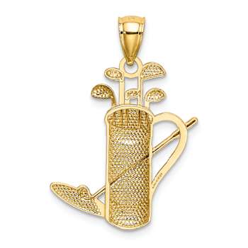 14K Two-tone Gold  Textured Golf Bag Pendant