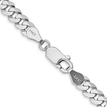 Rhodium Over 14k White Gold 4.75mm Solid Flat Beveled Curb 22 Inch Chain