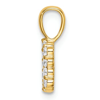 14K Yellow Gold Lab Grown Diamond Letter B Initial Pendant