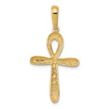 14k Yellow Gold Polished Ankh Cross Pendant