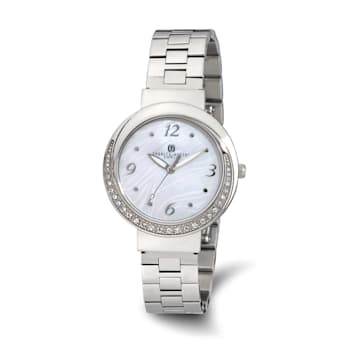 Charles Hubert Ladies Stainless Steel MOP Dial 38mm Watch